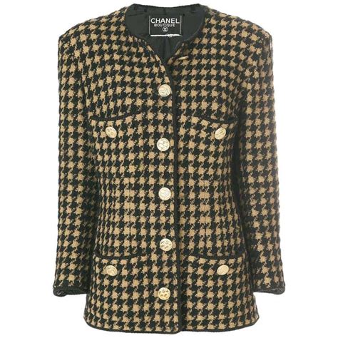 chanel houndstooth coat|chanel vintage blazer.